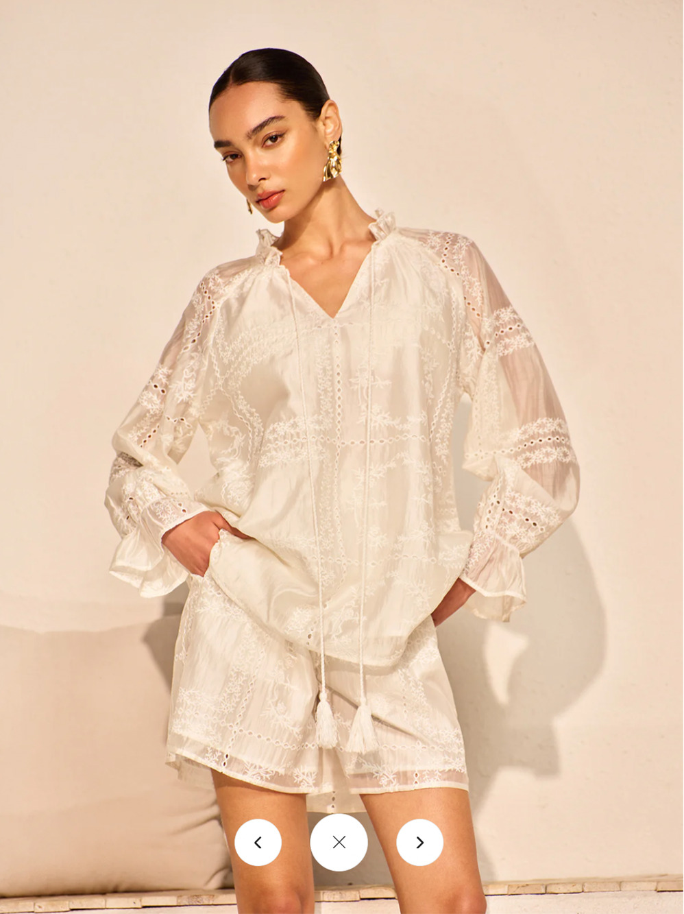 Copied - NWT Commense Embroidery Detail Long Sleeve Shorts Set Sz XL